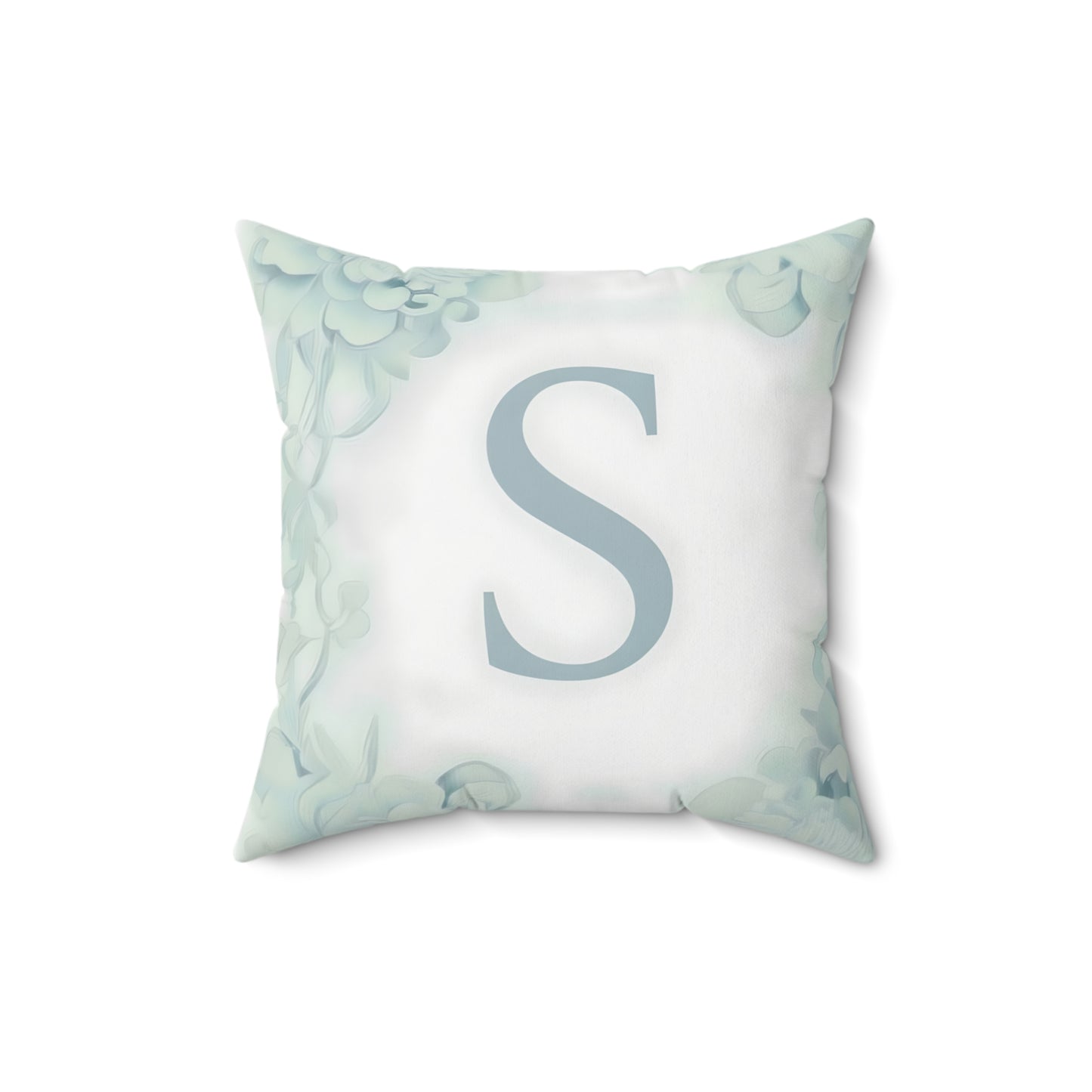 Monogram S Botanical Throw Pillow — Personalized Initial Decor