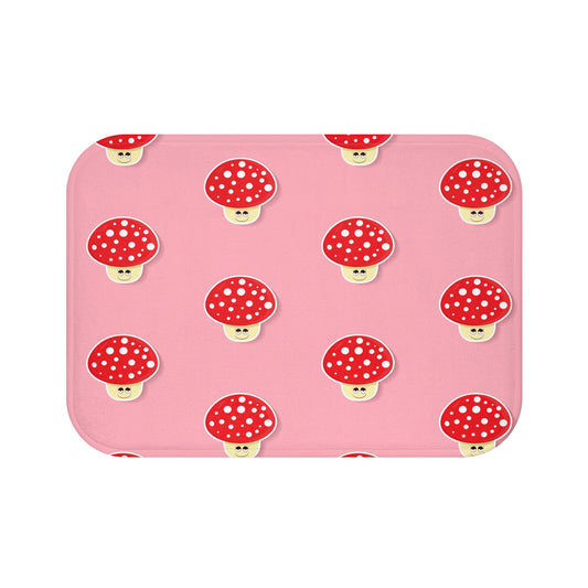Cute Mushroom Bath Mat, Pink Bathroom Decor, Fun Rug for Kids, Charming Home Accessory, Gift for Nature Lovers, Playful Bathroom Mat