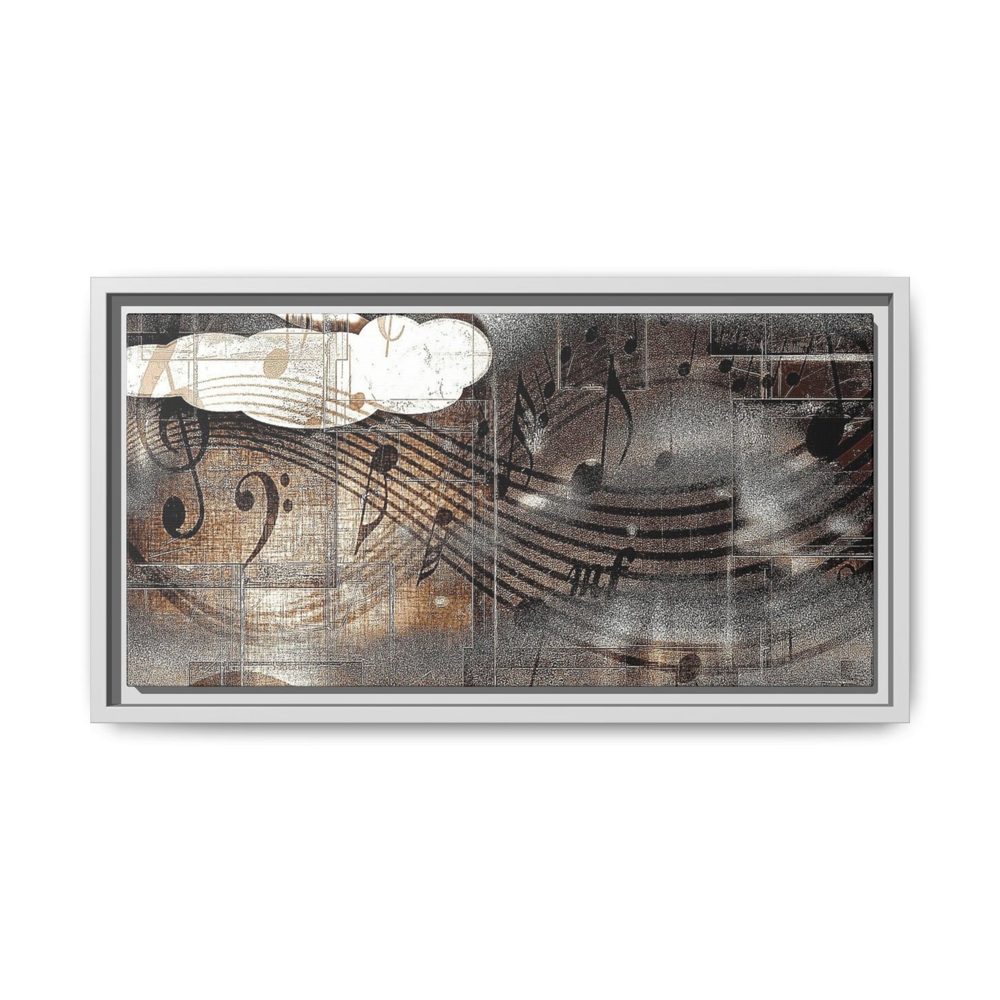 Framed Music Notes Canvas Print — Abstract Vintage Piano & Sheet Music Wall Art