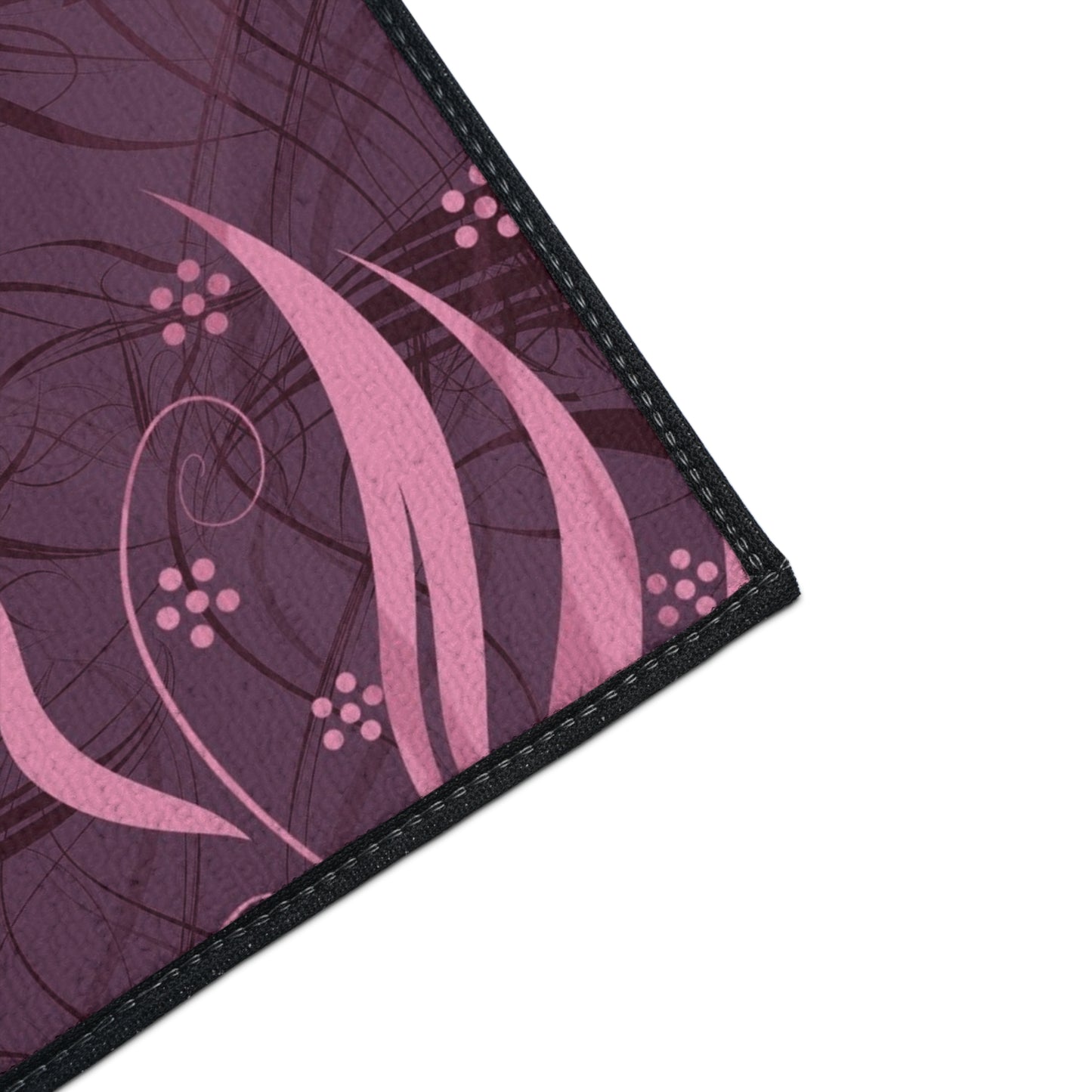 Floral Swirl Heavy-Duty Floor Mat — Pink Abstract Entry Rug