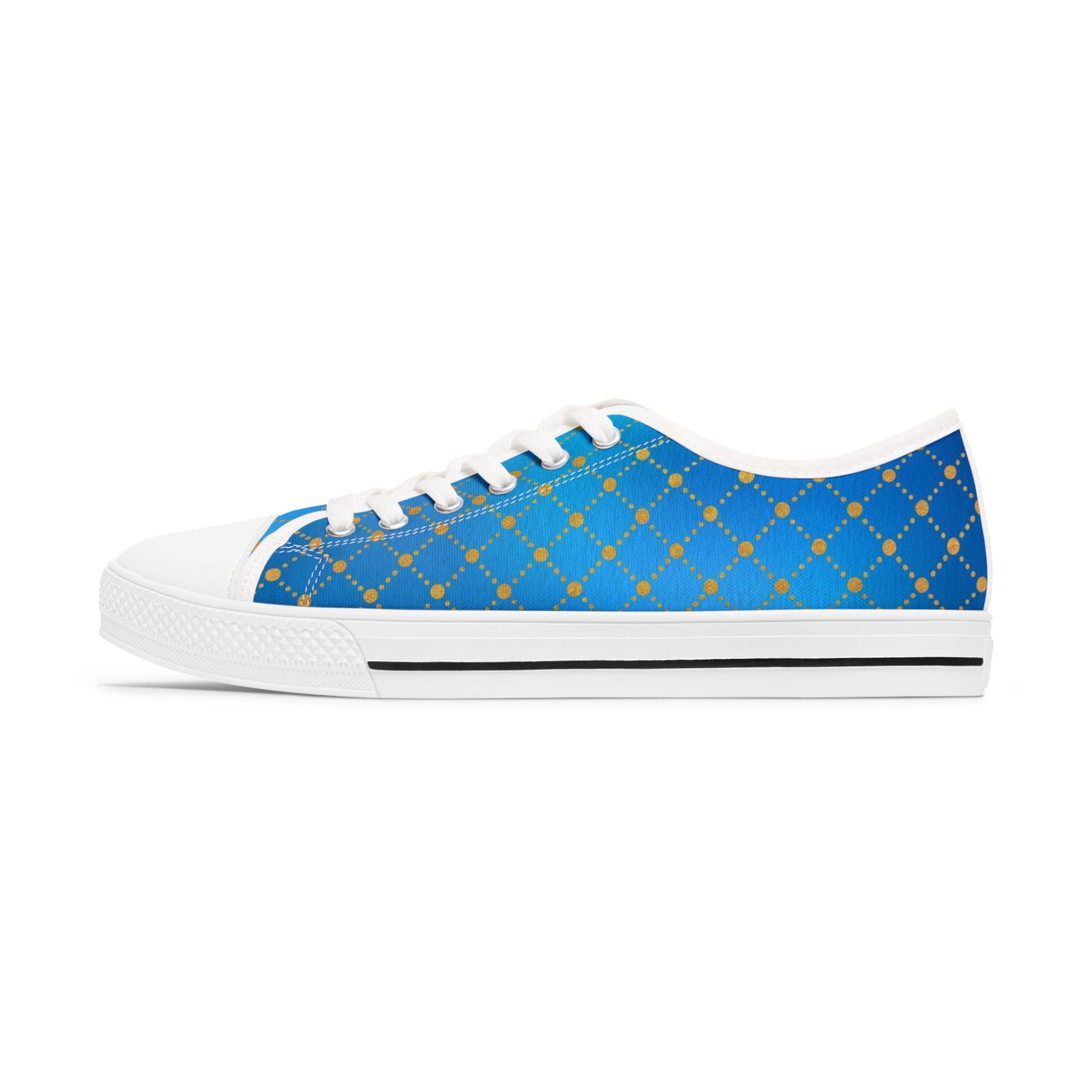 Blue Gold Lattice Low Top Sneakers