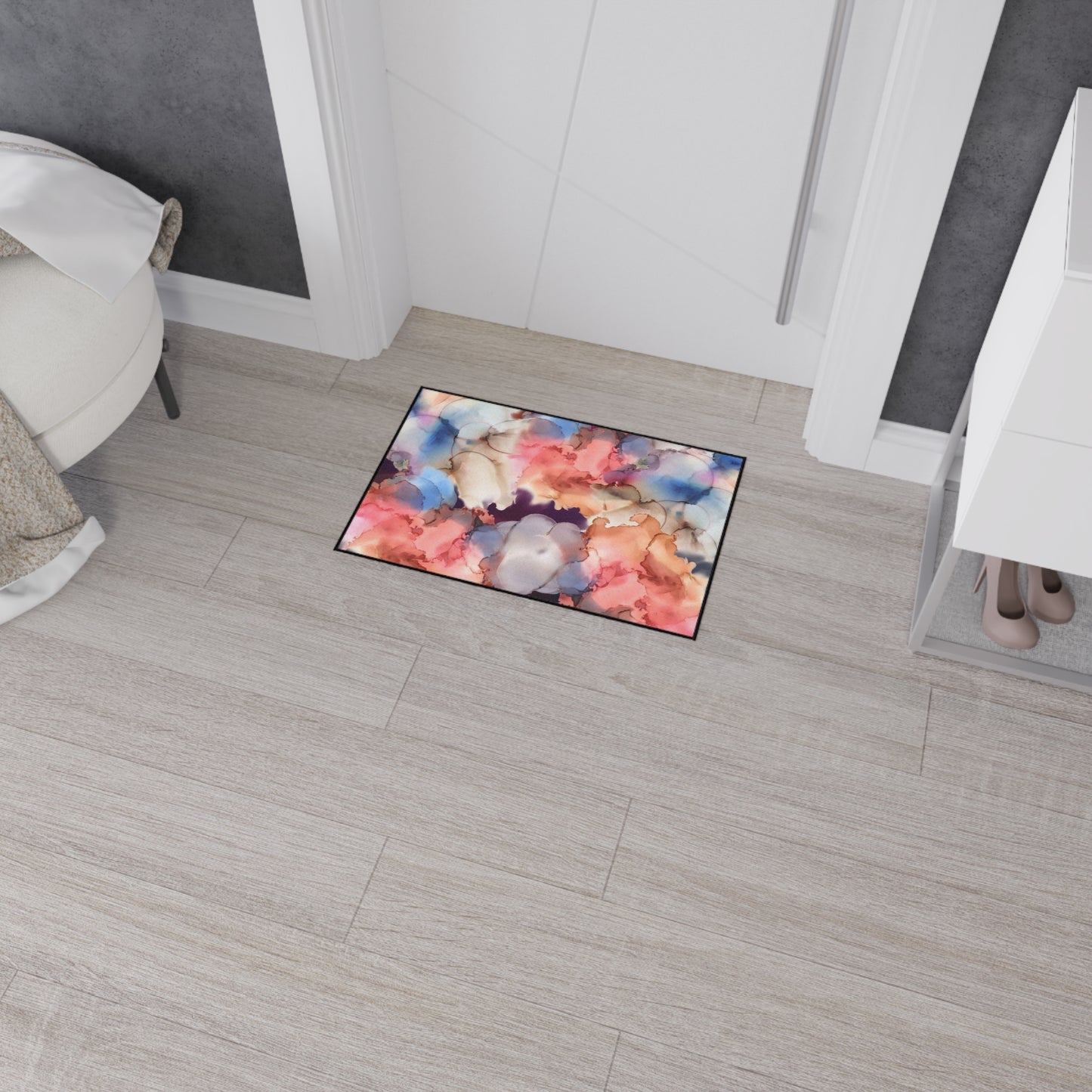 Abstract Watercolor Heavy-Duty Floor Mat — Non-Slip Entry Rug for Home & Office