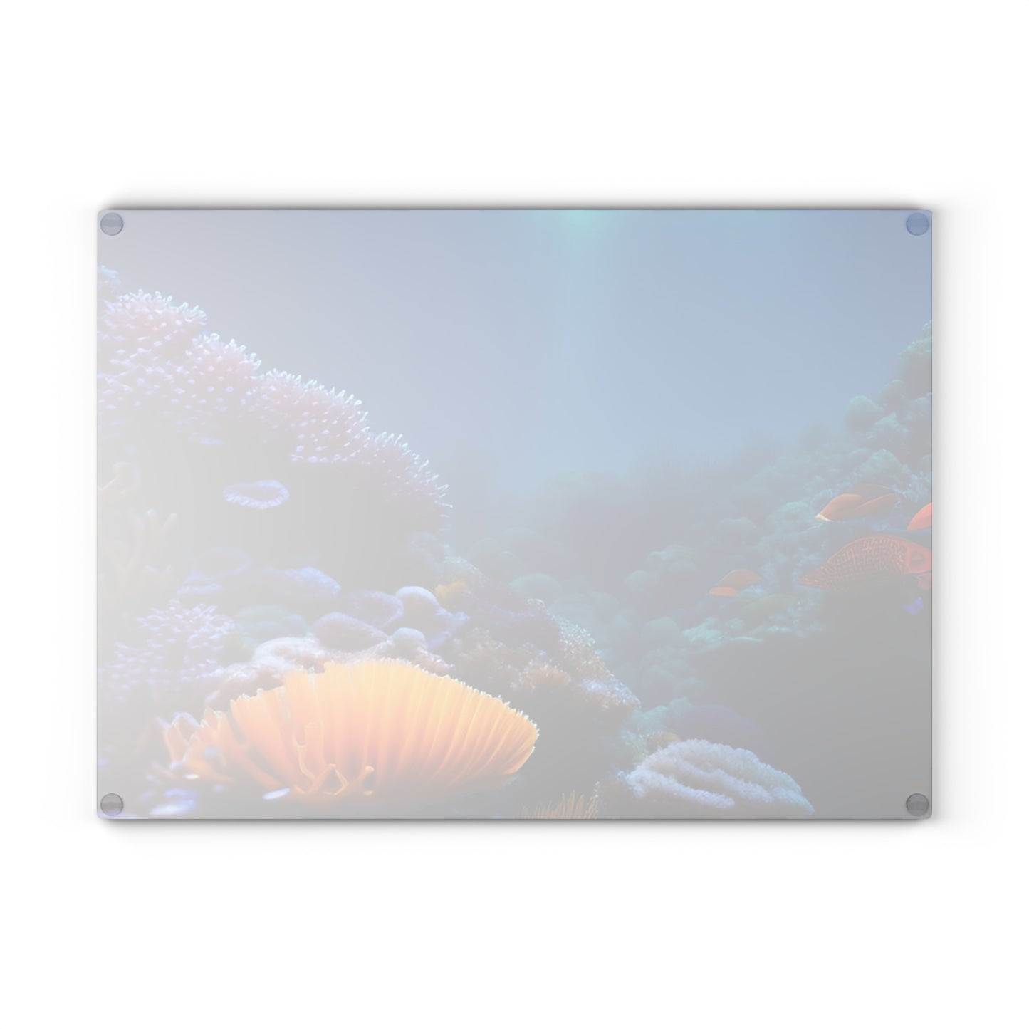 Ocean Coral Glass Cutting Board — Underwater Reef Kitchen Board