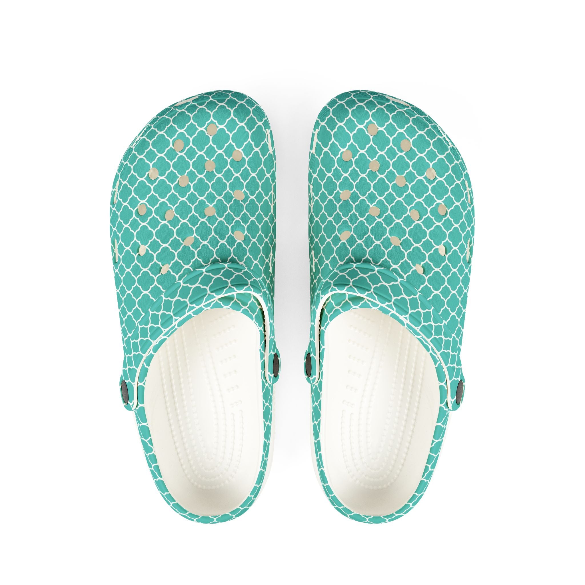 Aqua Tile Pattern EVA Clogs — Lightweight Casual Slip-On Shoes