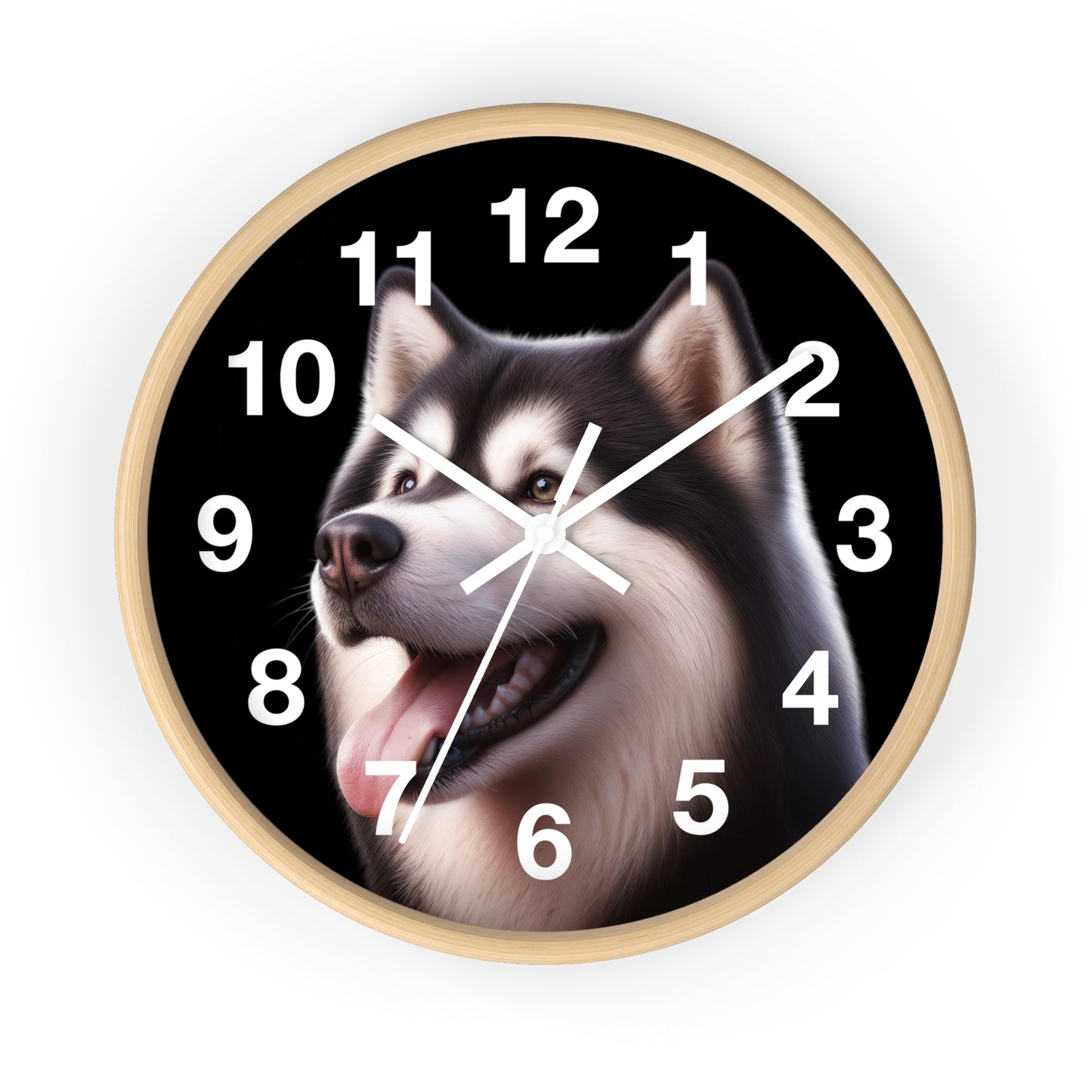 Husky Face Wall Clock – Cute Siberian Dog Home Decor, Pet Lover Gift