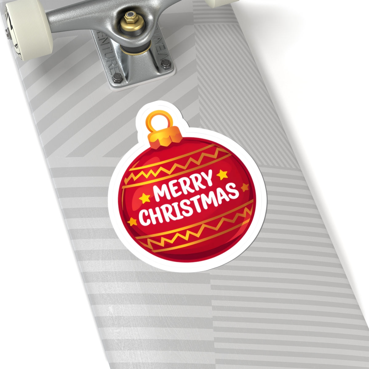 Merry Christmas Ornament Sticker — Red Holiday Kiss-Cut Sticker