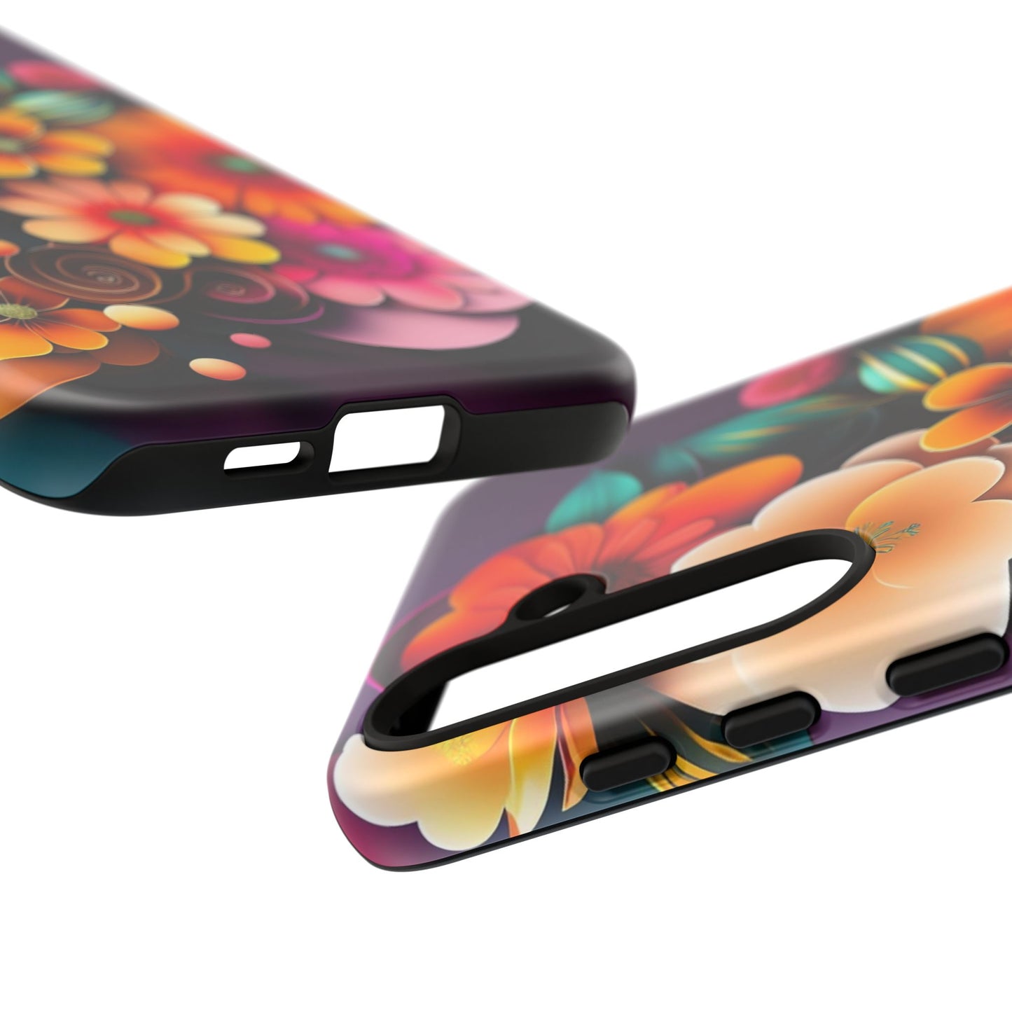 Floral Burst Tough Phone Case — Colorful Retro Flowers Protective Cover