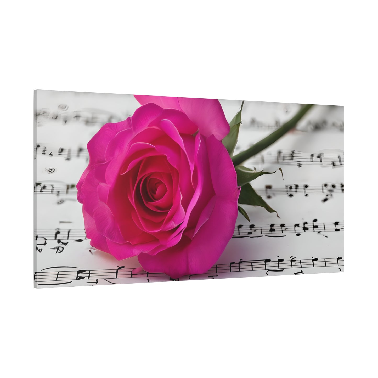 Stretched Canvas Art Print, Classic Rose on Sheet Music, Floral Wall Decor, Home Decoration, Gift for Music Lovers