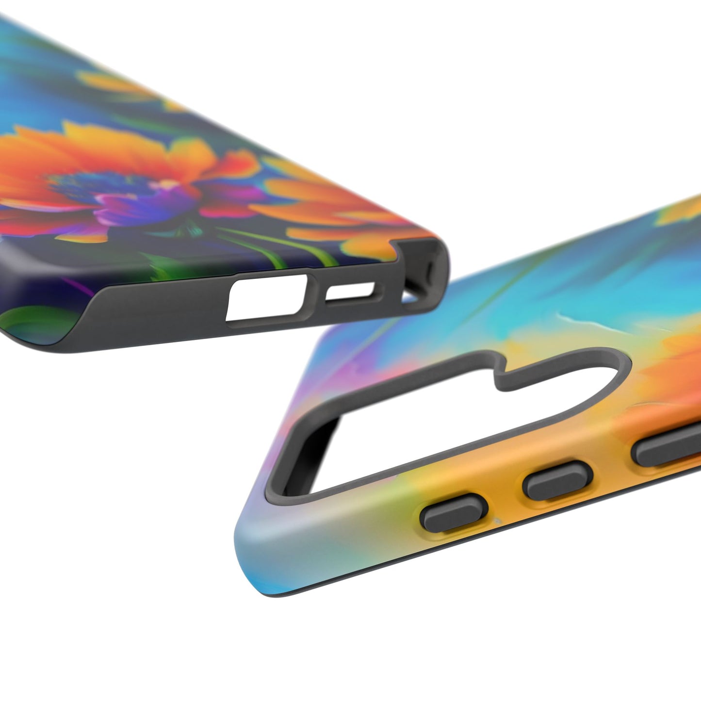 Floral Burst Tough Phone Case — Vibrant Watercolor Flowers Protective Cover