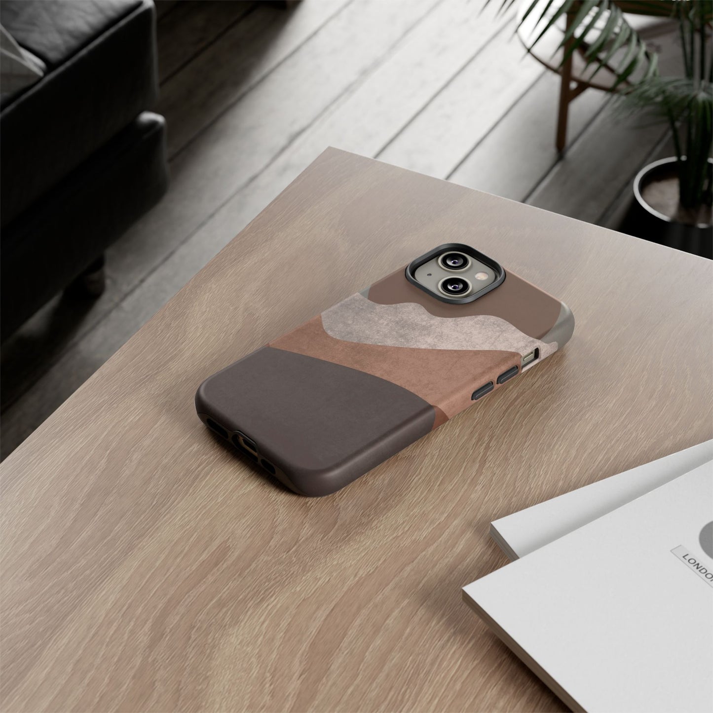 Abstract Earthtone Phone Case — Brown Layered Rugged Tough Case