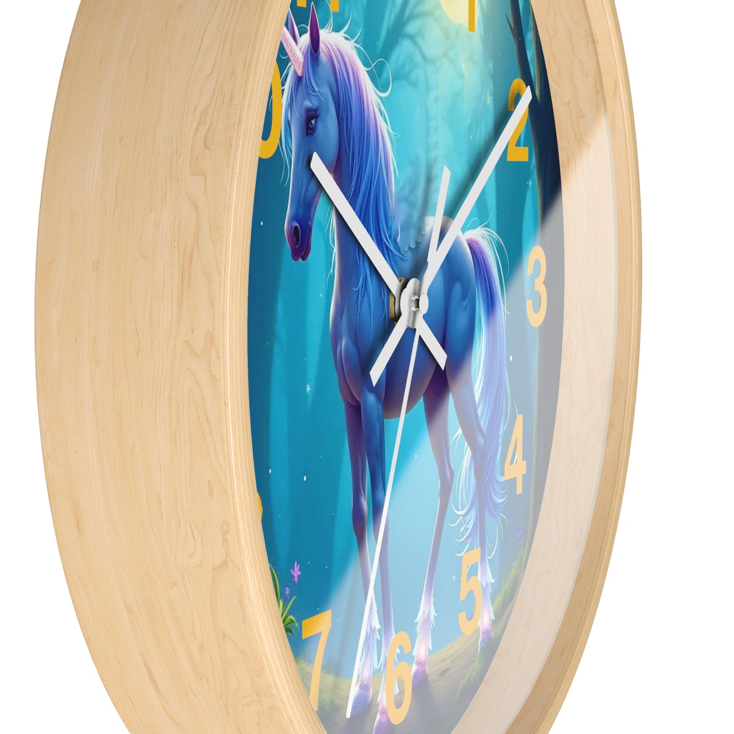 Blue Unicorn Fantasy Wall Clock | Magical Forest Timepiece