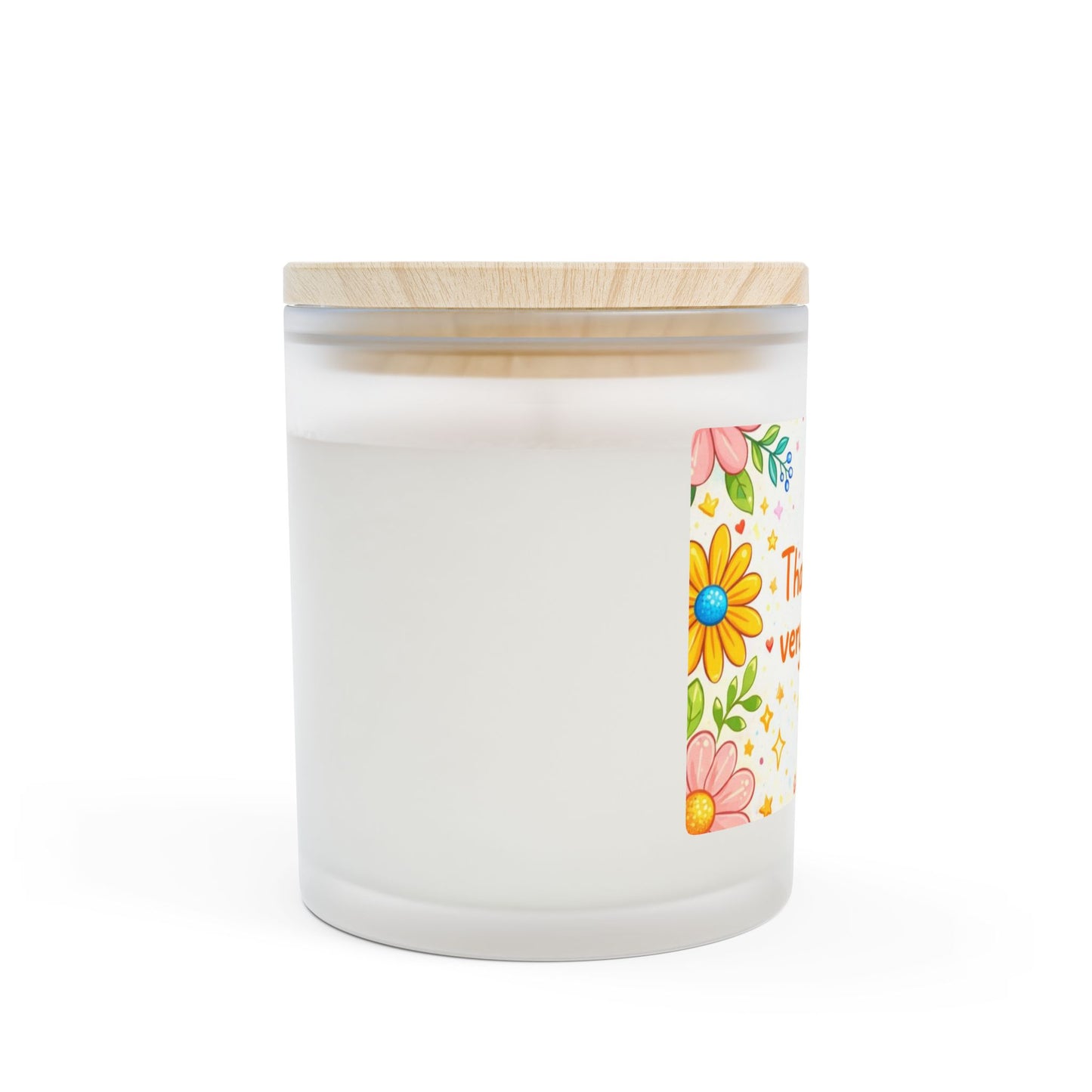 Thank You Floral Frosted Glass Candle — 11oz Appreciation Gift
