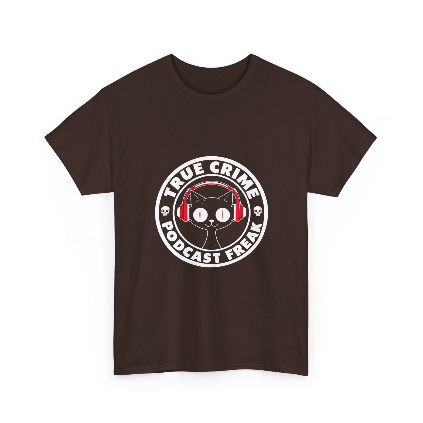 True Crime Podcast Tee — Cat with Headphones Logo