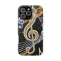 Music Notes Magnetic Impact-Resistant Phone Case — Gold Treble Clef Design