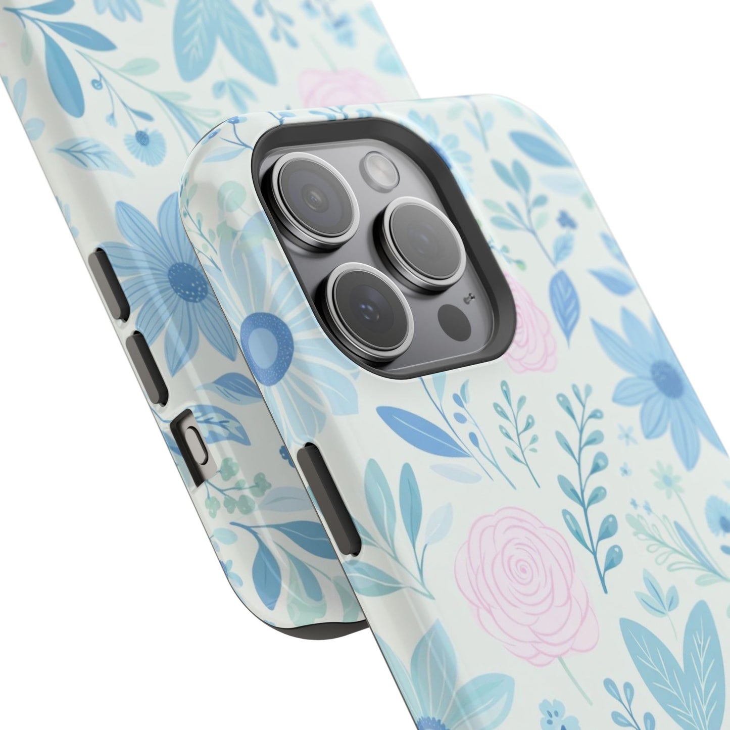 Floral Pastel Magnetic Impact Phone Case — Blue & Pink Botanical Design