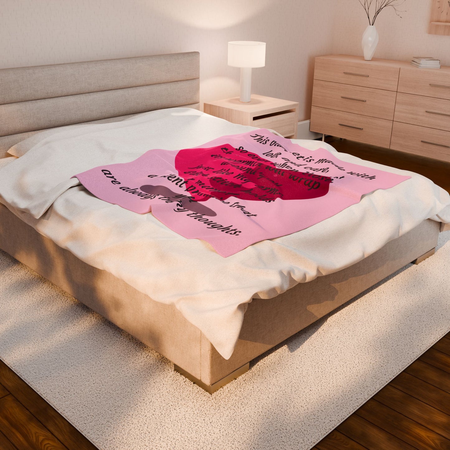 Memorial Heart Velveteen Plush Blanket — "This blanket is made with love and care" Comfort Throw