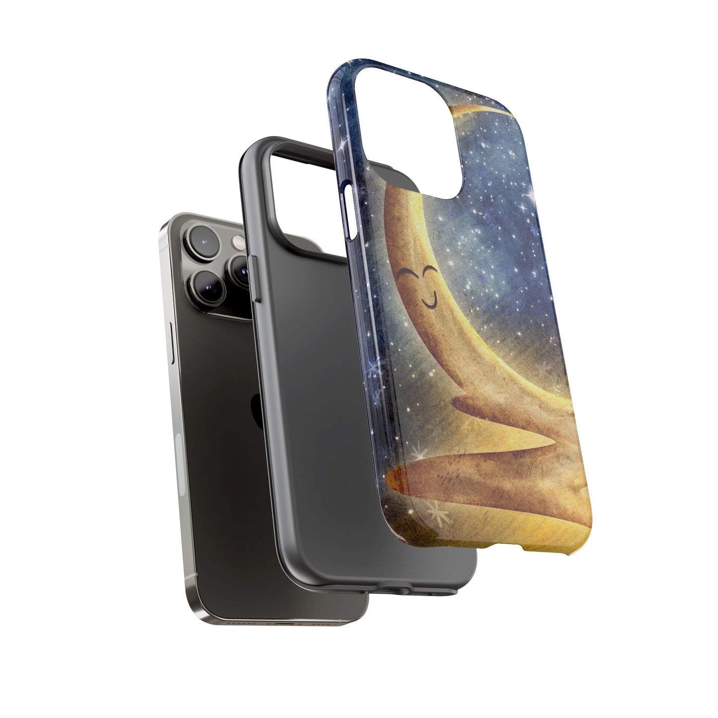Moonlit Smile Phone Case — Starry Night Crescent Moon iPhone Cover