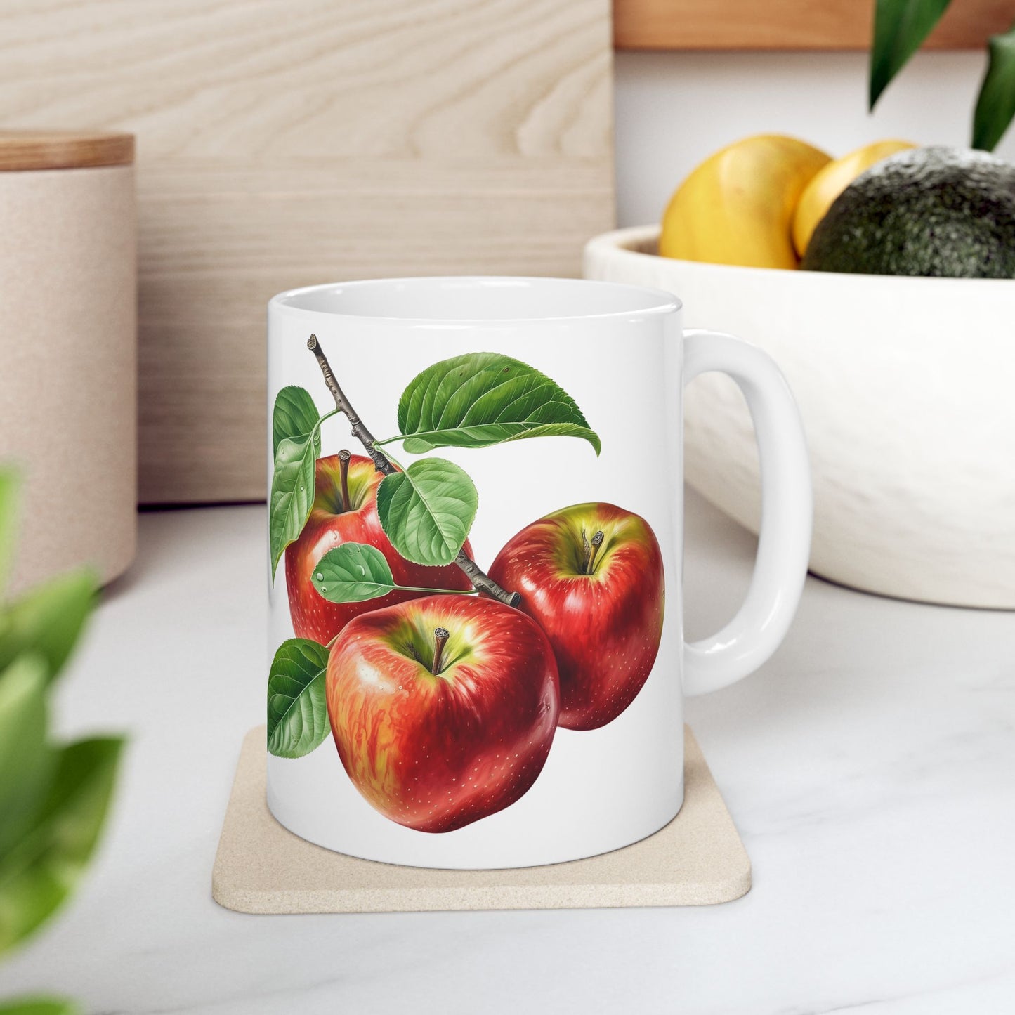 Apple Botanical Ceramic Mug – Farmhouse Kitchen Coffee Cup (11oz, 15oz)