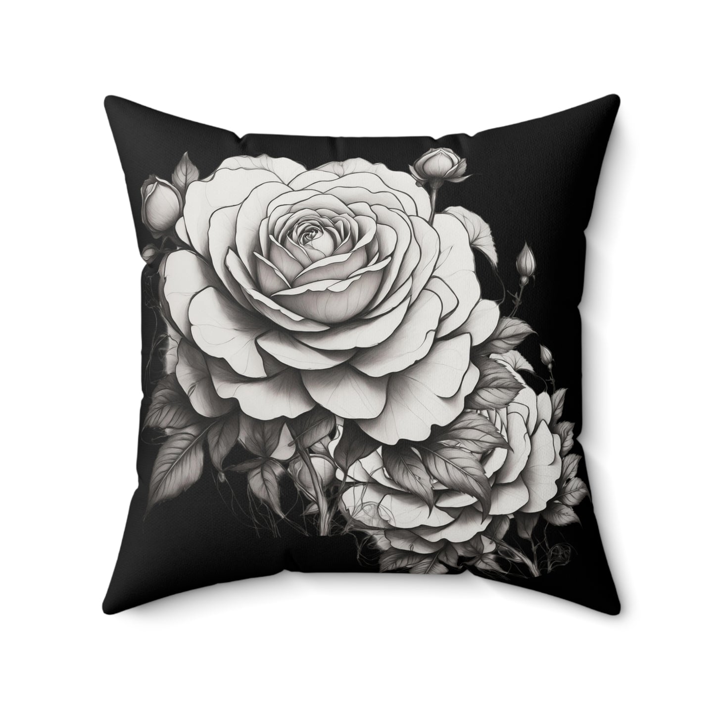 Elegant Floral Decorative Pillow, Home Decor, Gift for Her, Black and White Cushion, Boho Chic Pillow