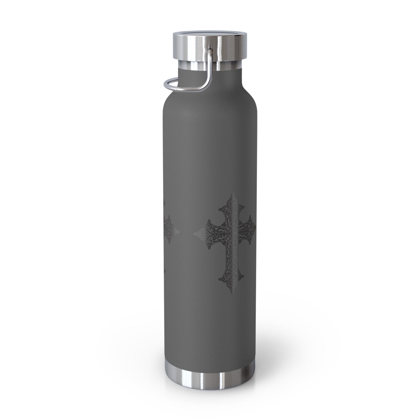 Stylish Copper Insulated Water Bottle - 22oz, Cross Design, Travel Flask, Gift for Him/Her, Unique Outdoor Hydration