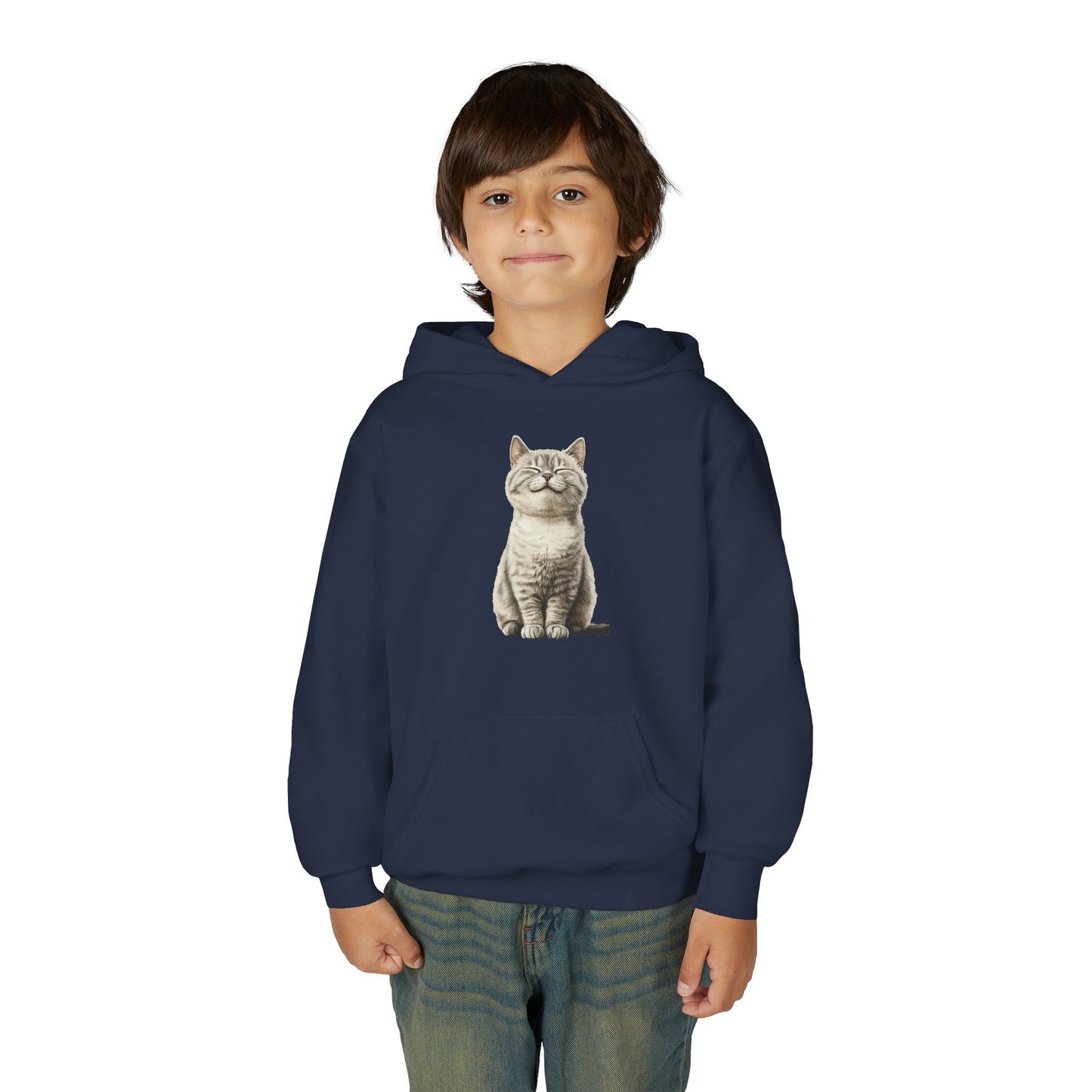 Kids Cat Hoodie – Cute Sitting Kitten Youth Hooded Sweatshirt