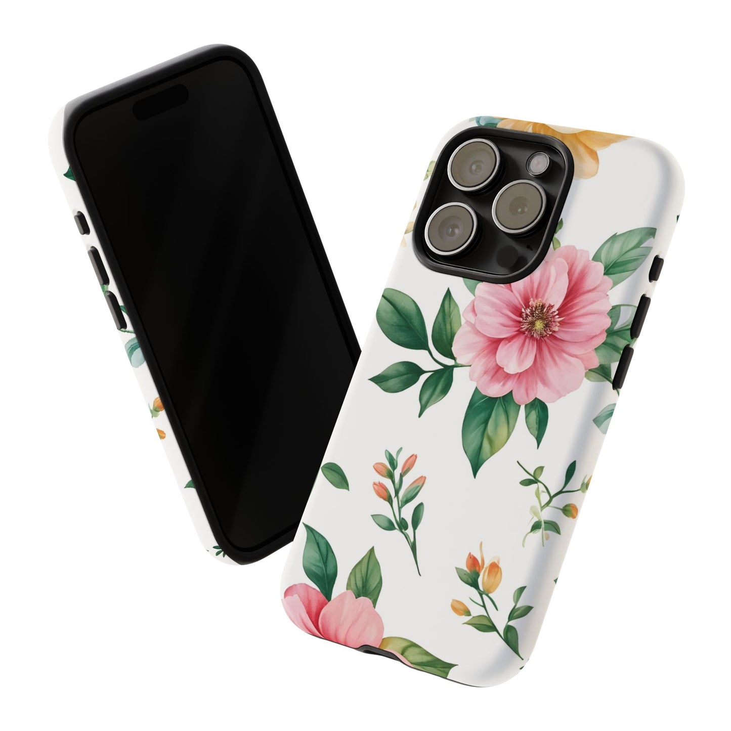 Floral Tough Phone Case — Pink Peony Protective Phone Cover