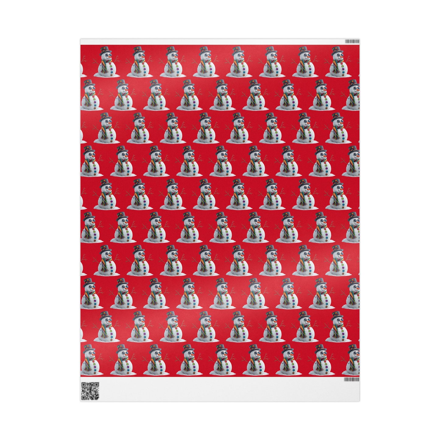 Red Snowman Wrapping Paper Roll – Festive Holiday Gift Wrap with Cute Snowmen Pattern