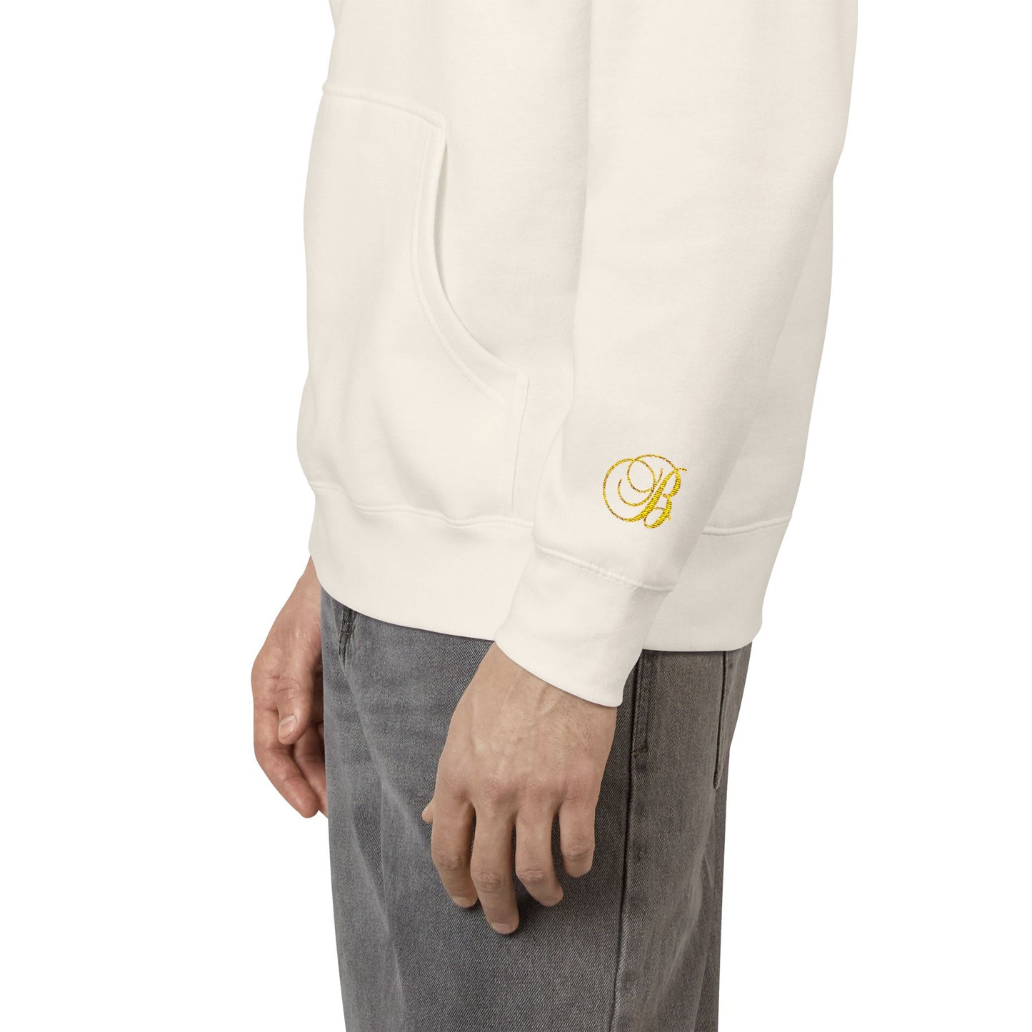 Coral Gold Floral Initial Hoodie — Monogram 'B' Casual Pullover