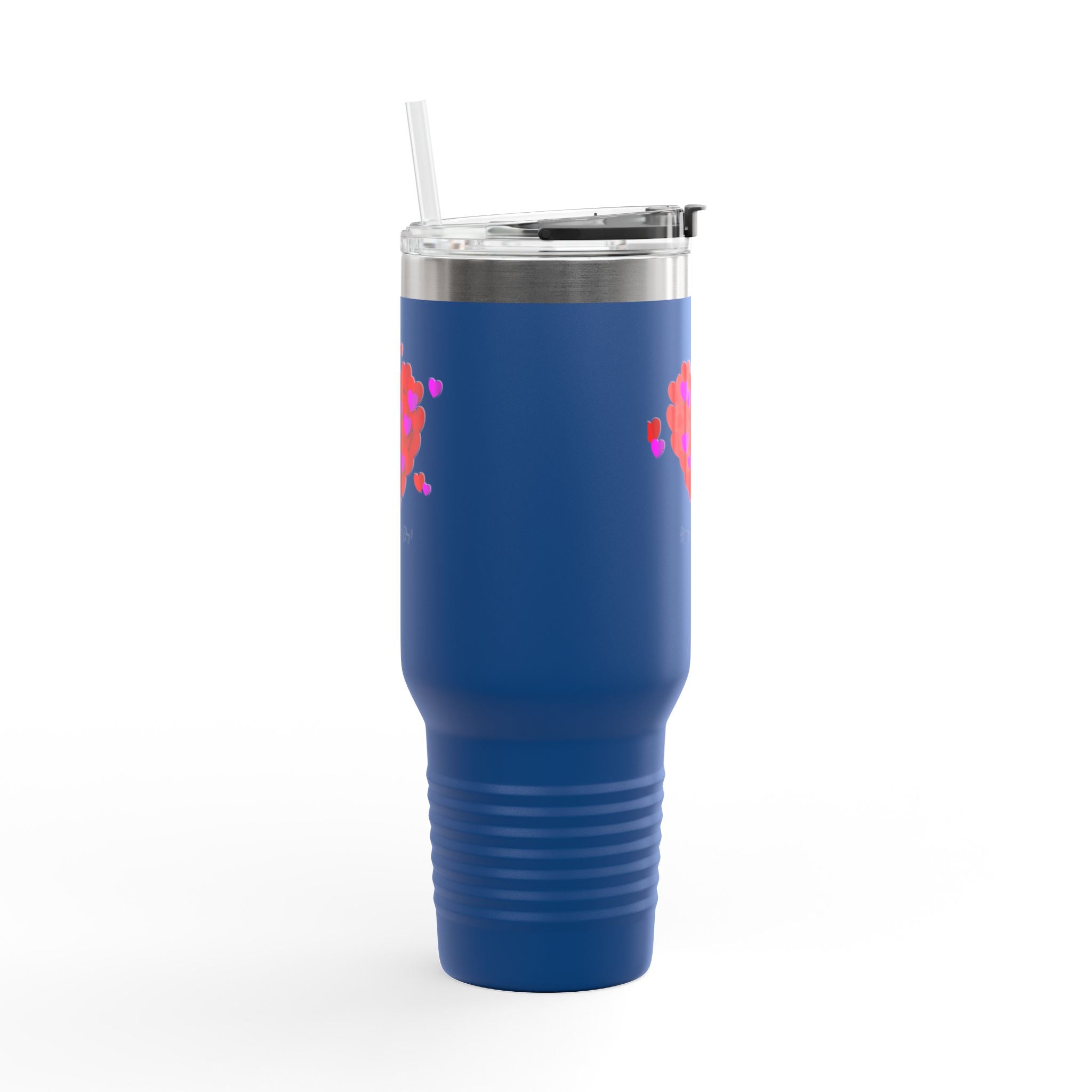 40oz Insulated Travel Mug — Red Heart Confetti Design (Valentine’s Day)