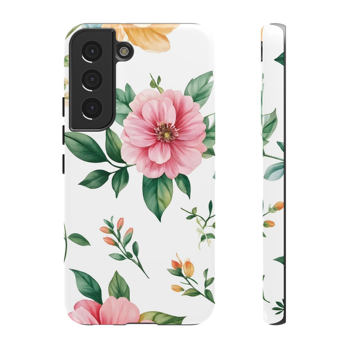 Floral Tough Phone Case — Pink Peony Protective Phone Cover