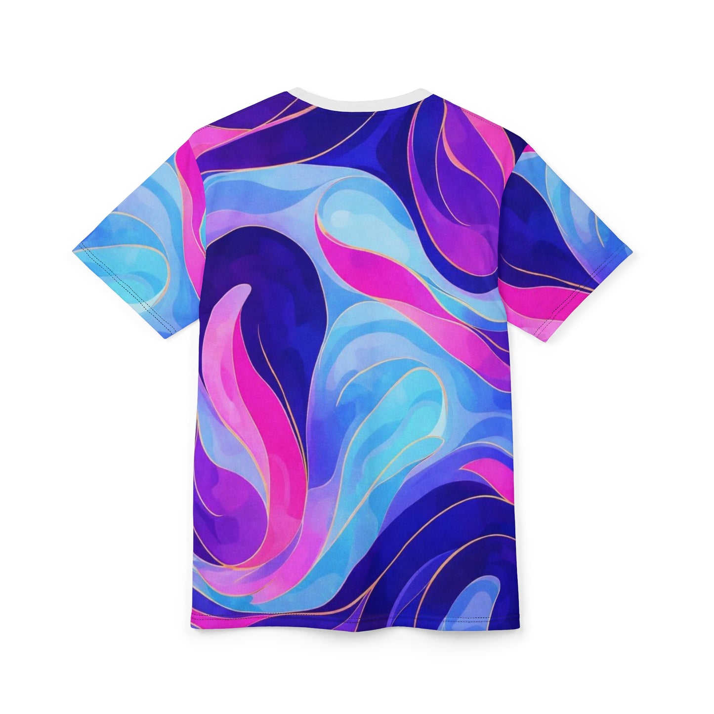 Abstract Swirl Tee — Vibrant Blue & Pink All-Over Print