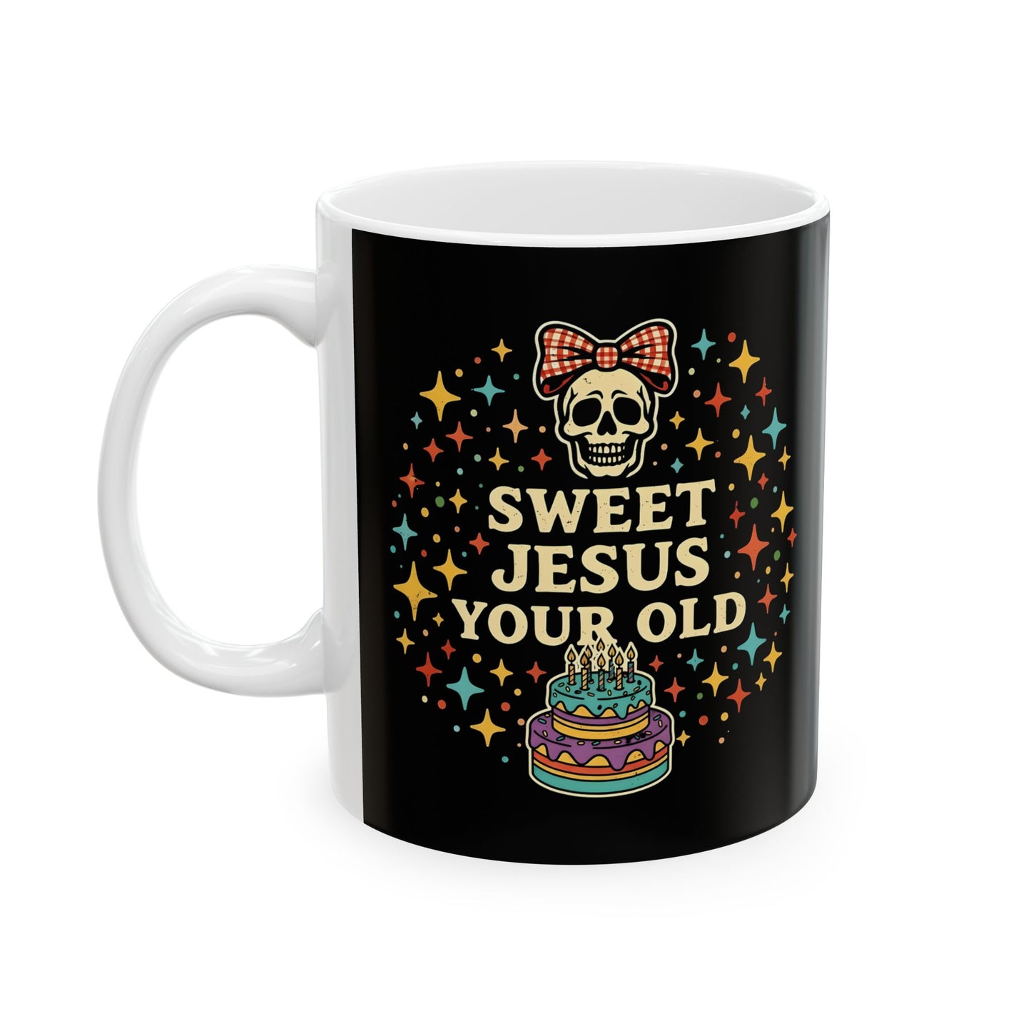 In This House We Swear Jesus Loves You Mug — Colorful Faith Coffee Cup (11oz & 15oz)