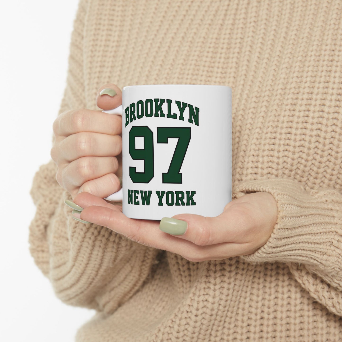 Brooklyn 97 New York Ceramic Mug – Vintage Varsity Number Coffee Cup (11oz, 15oz)