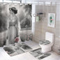 Shower Curtain Set with 3 Rugs