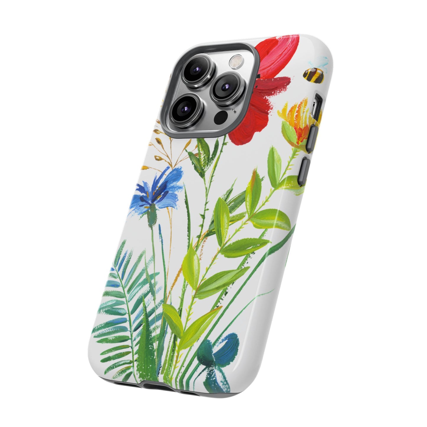 Floral Watercolor Tough Phone Case — Wildflower Bouquet Protective Cover