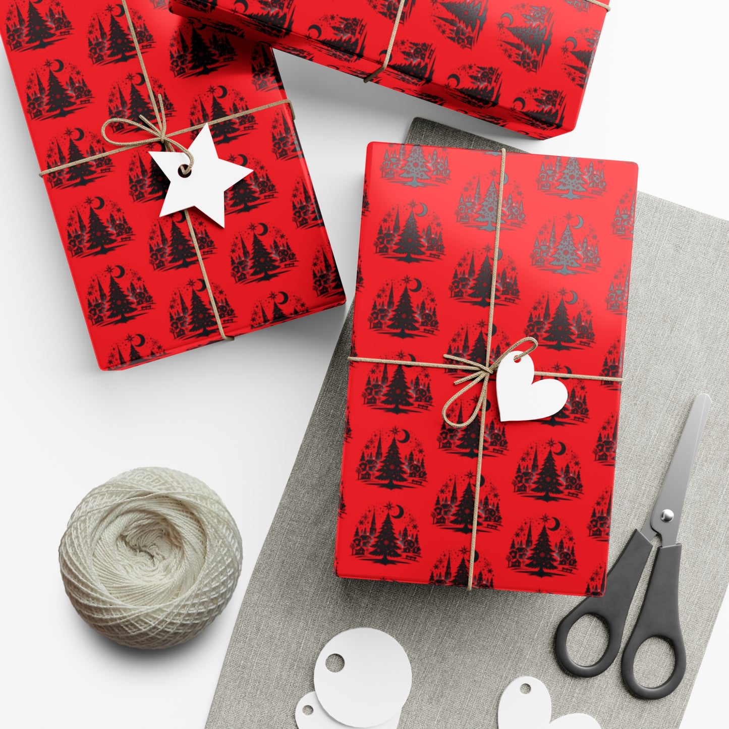 Festive Gift Wrap Papers, Red Patterned Wrapping Paper for Holidays, Birthdays, Special Occasions, DIY Gift Wrapping