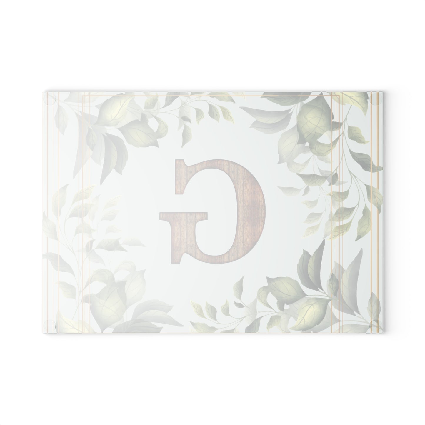 Glass Cutting Board — Monogram G Floral Wood Initial Decorative Kitchen Board