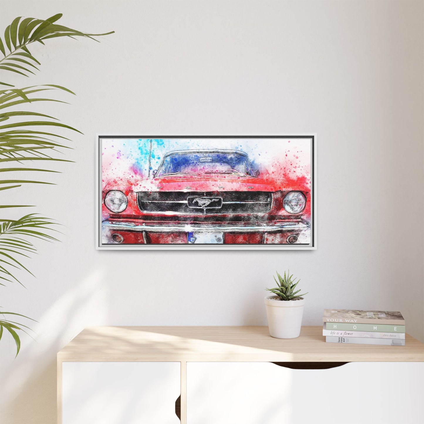 Matte Canvas, Framed Mustang Car