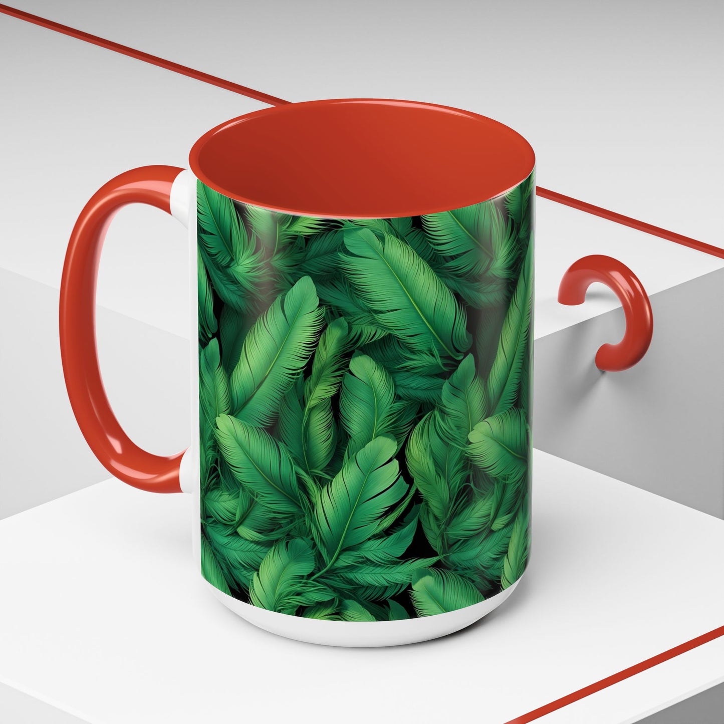 Tropical Leaf Coffee Mug - Green Botanical Drinkware, Ideal Gift for Nature Lovers, Home Decor, Tropical Theme, Eco-Friendly Beverage
