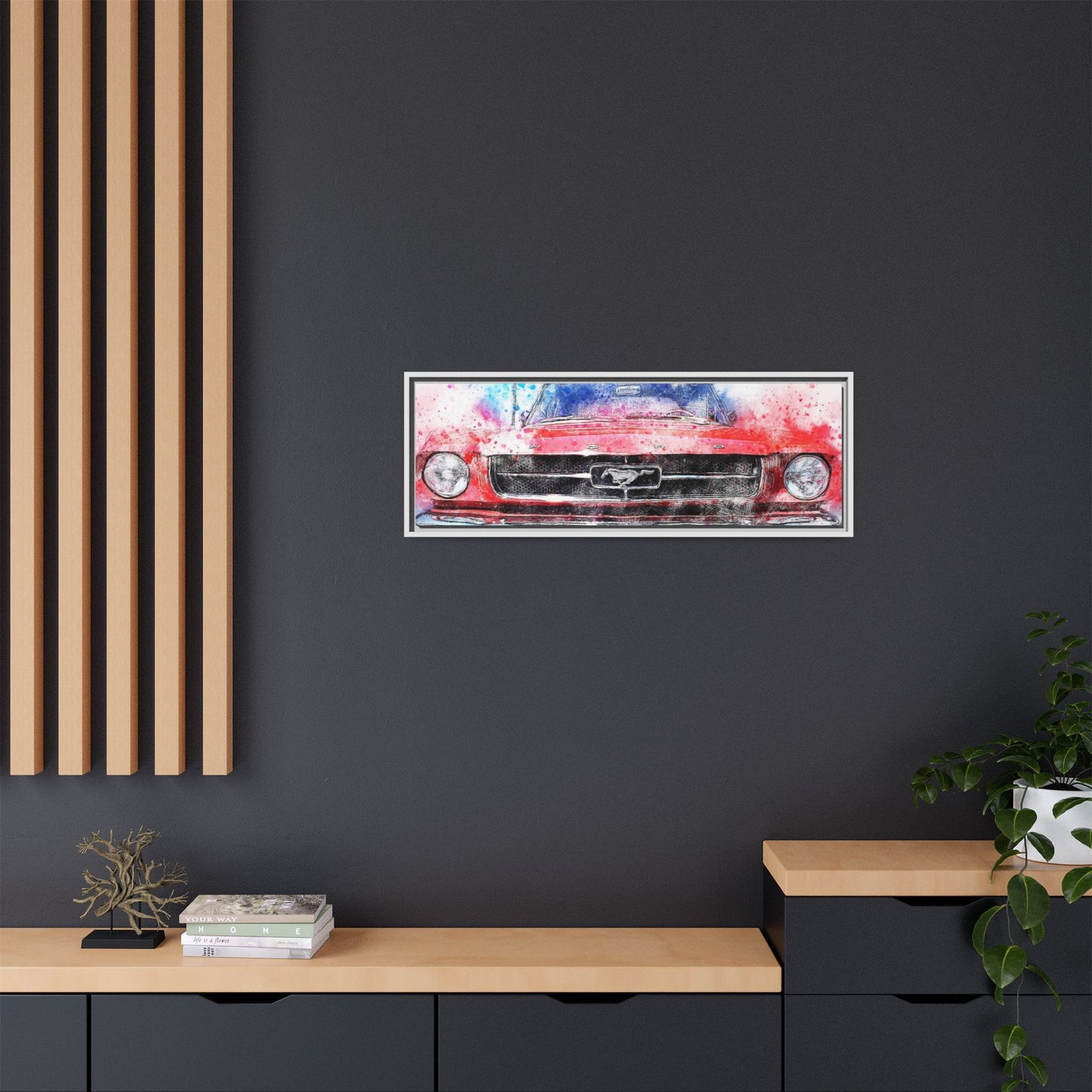 Matte Canvas, Framed Mustang Car