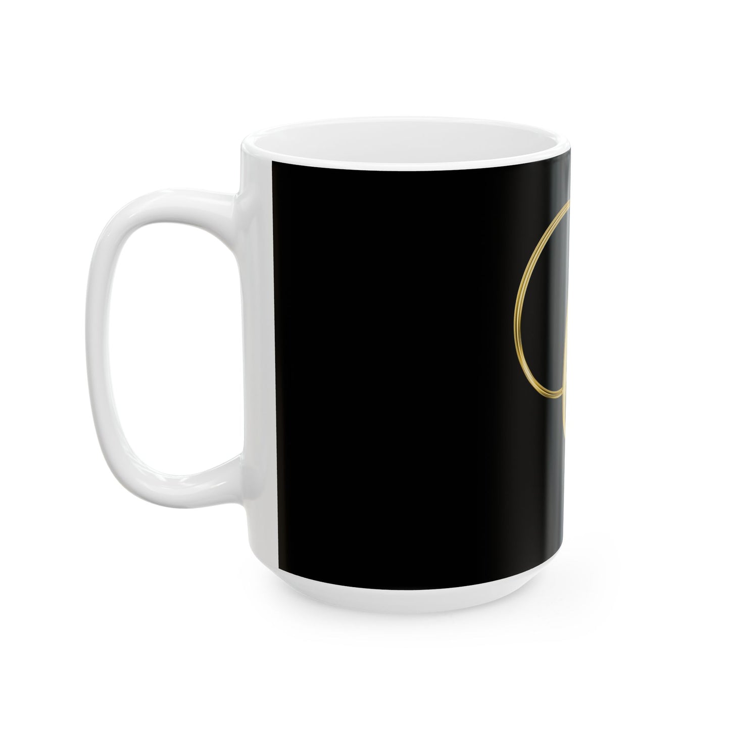Gold Script Letter Q Mug — Elegant Monogram Ceramic Coffee Cup (11oz, 15oz)