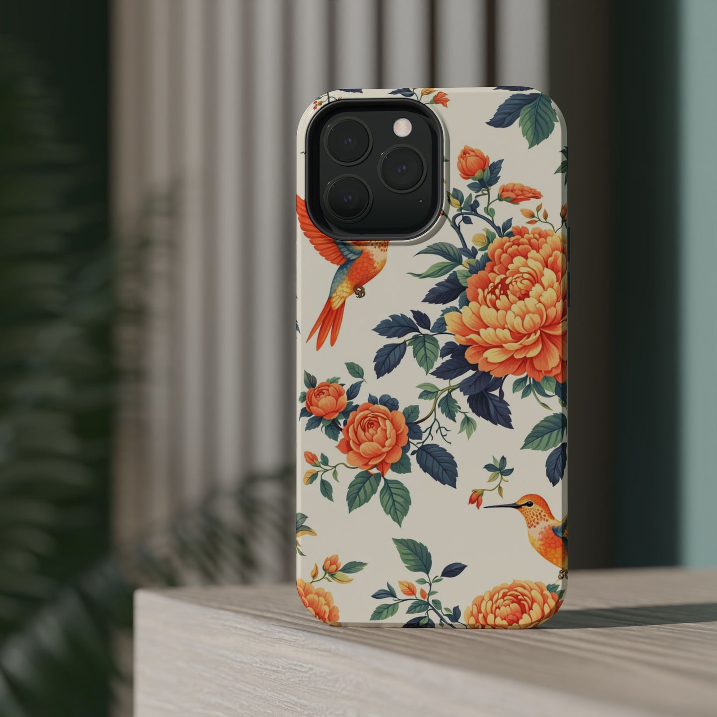 Floral Hummingbird Magnetic Phone Case — Impact-Resistant Protective Cover