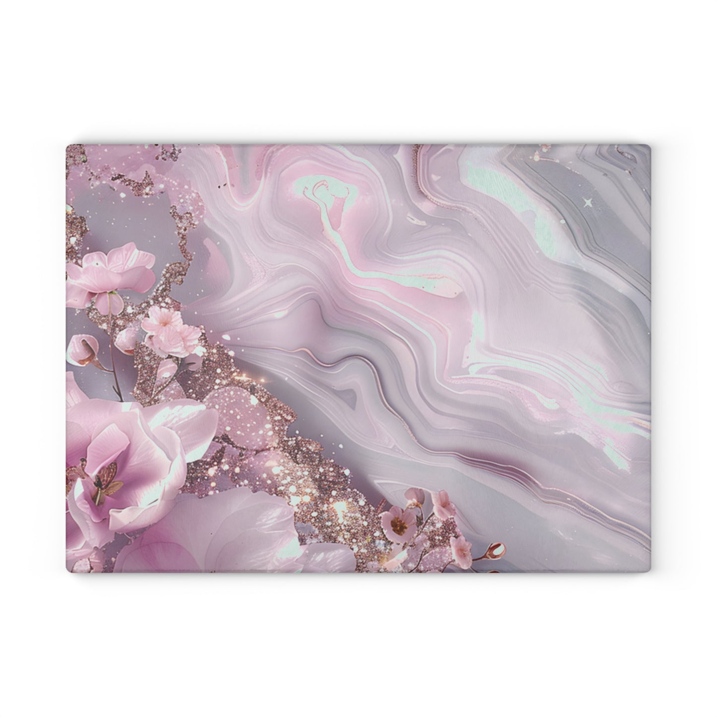 Elegant Floral Glass Cutting Board, Kitchen Decor, Gift for Chef