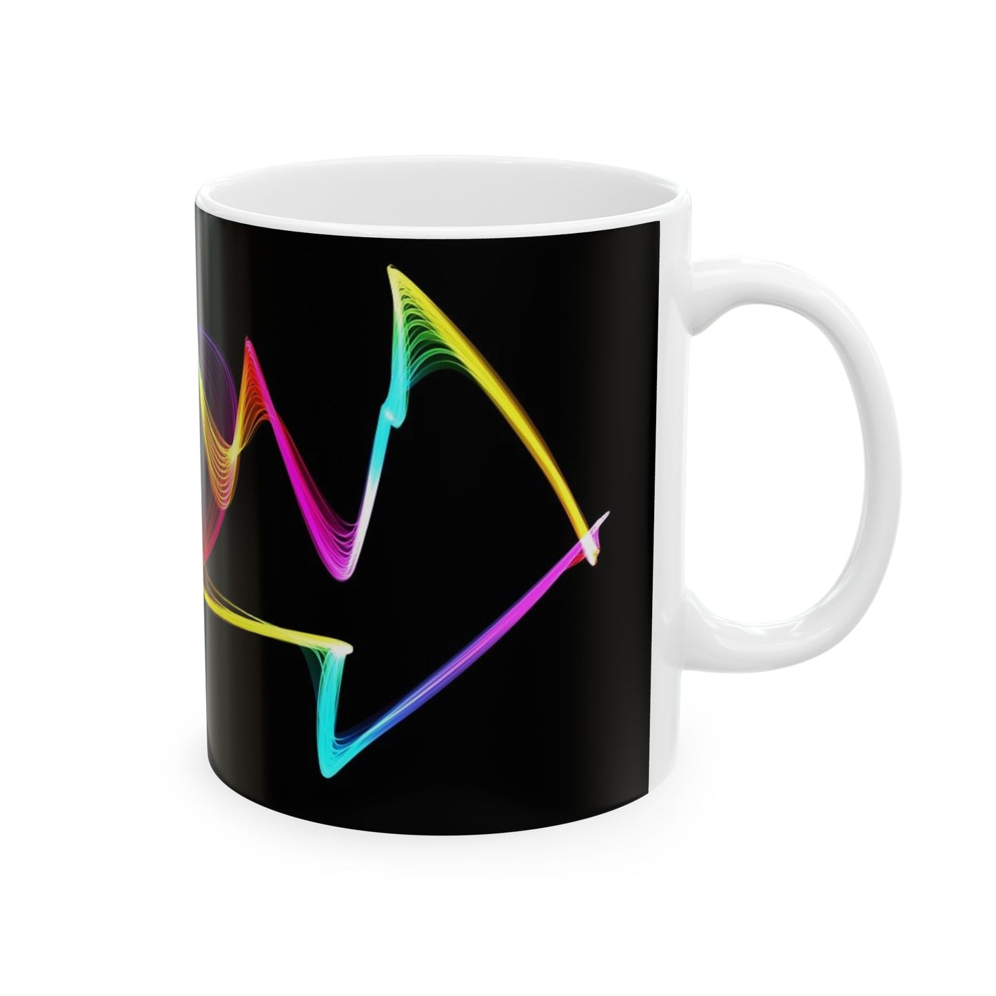 Neon Wave Ceramic Mug – Colorful Abstract Smoke Design (11oz & 15oz)