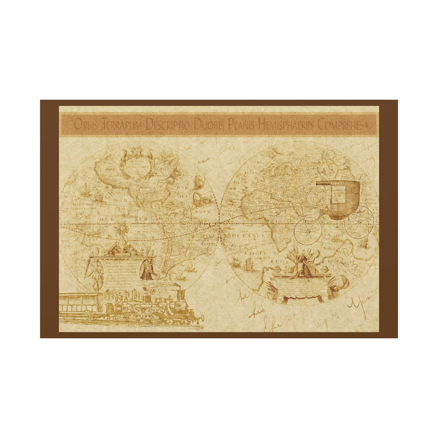 Vintage World Map Canvas Print — Matte Stretched Wall Art