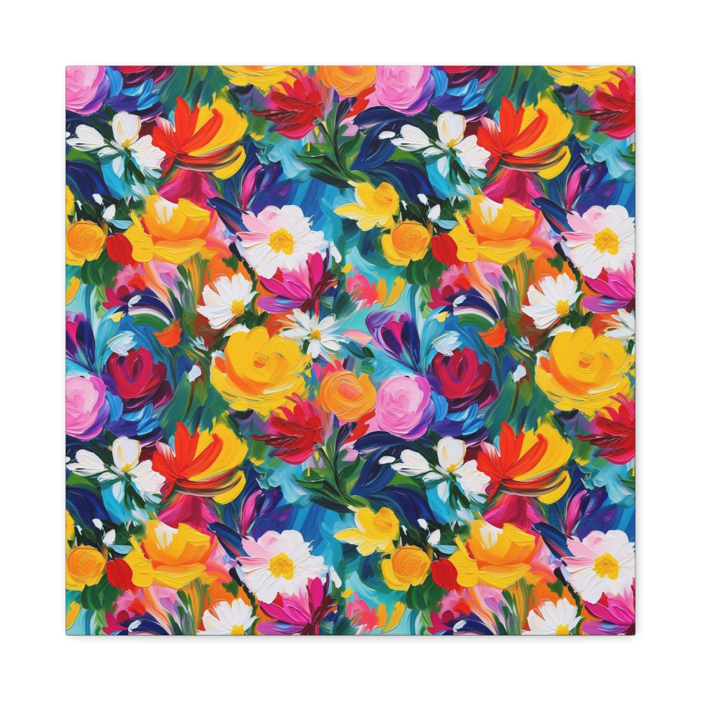 Vibrant Floral Matte Canvas Wall Art — Colorful Garden Print, Stretched 1.25"