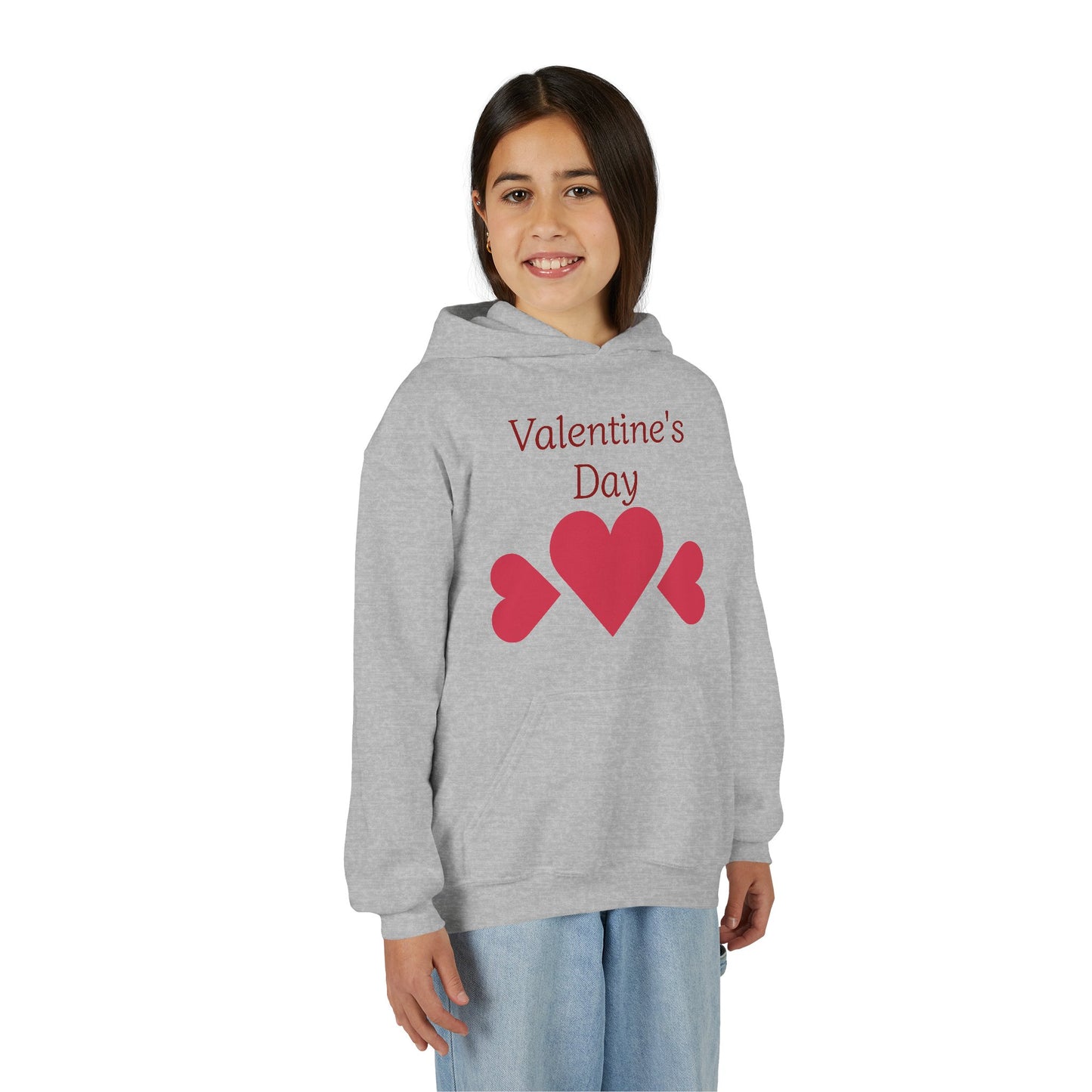 Valentine's Day Kids Hoodie - Pink Heart Trio Youth Sweatshirt