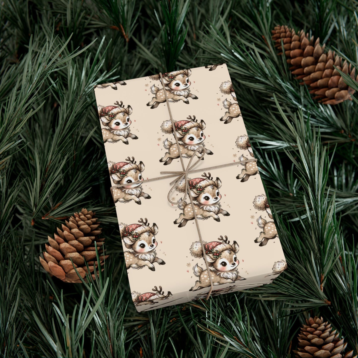 Gift Wrap Paper — Cute Retro Teddy Bear Pattern (Neutral Beige)