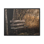 Framed Matte Canvas Print — Autumn Park Bench Photography