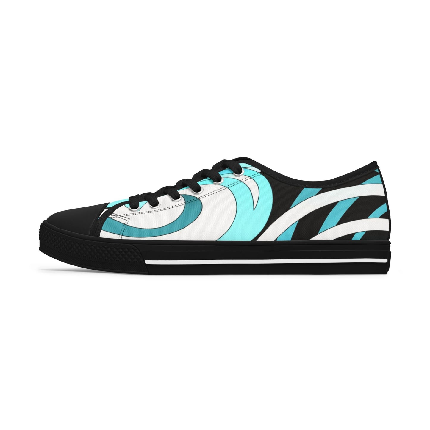 Low Top Sneakers – Aqua Wave Graphic Women's Canvas Shoes